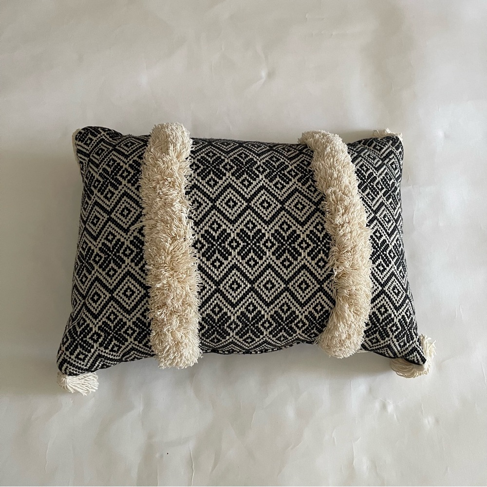 Stylish Black and Cream Geometric Pillow